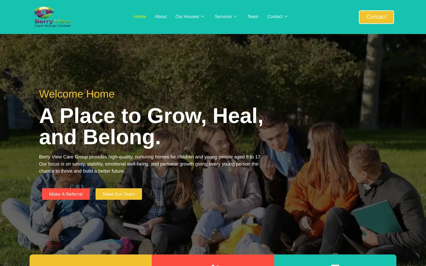 Berry View Care website, desktop view