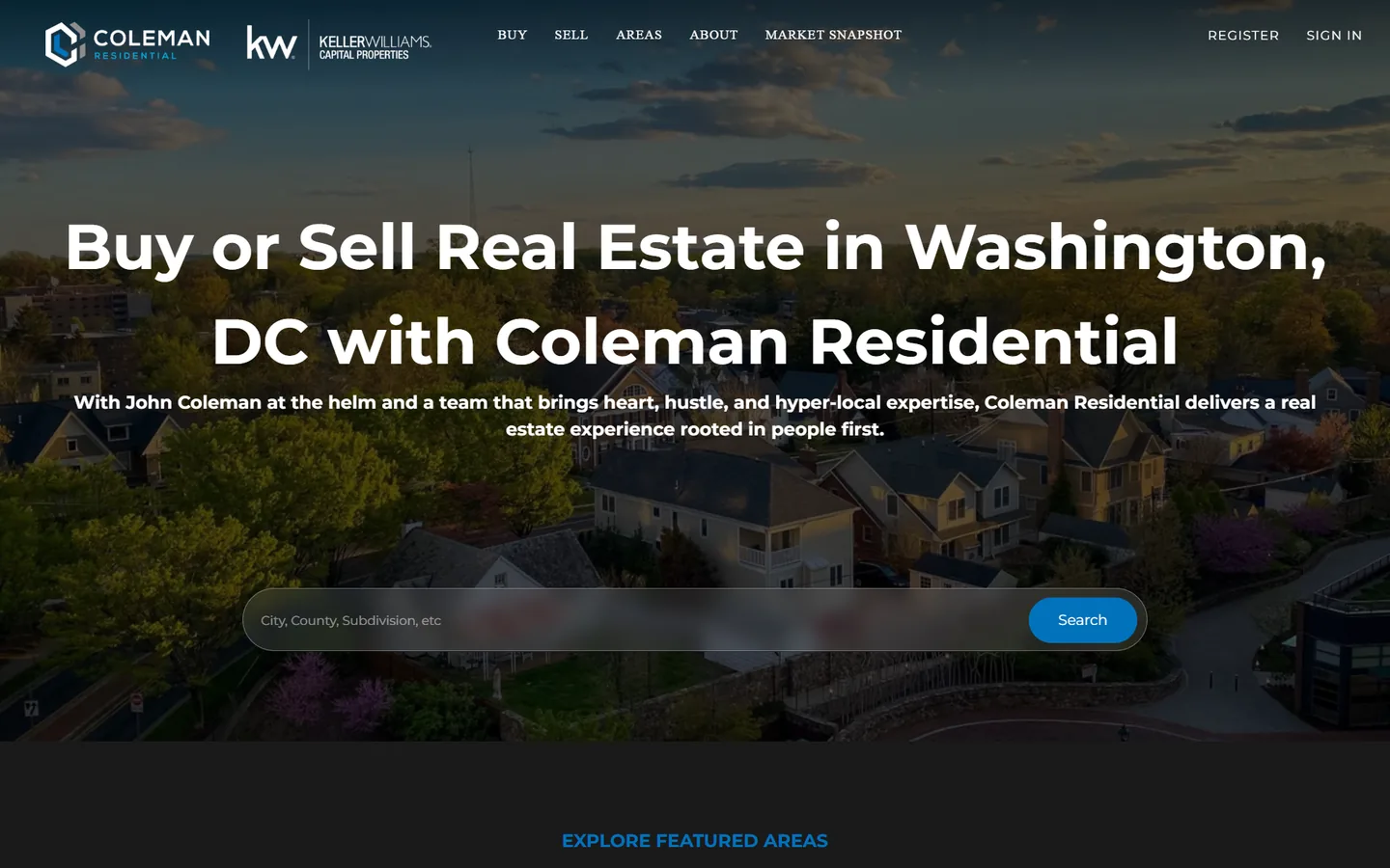 Coleman Residential website, desktop view