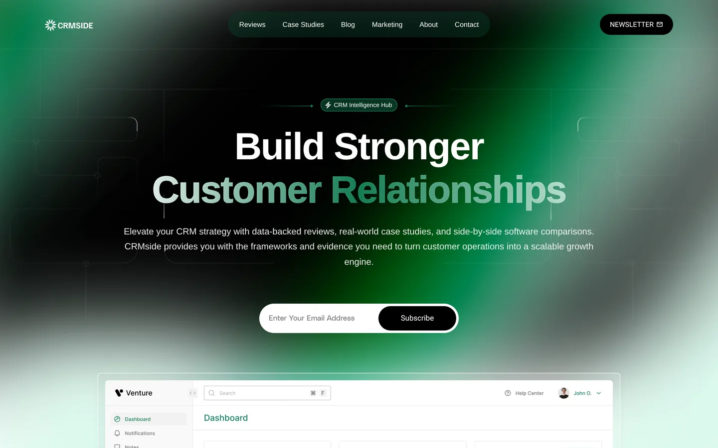CRMside website, desktop view