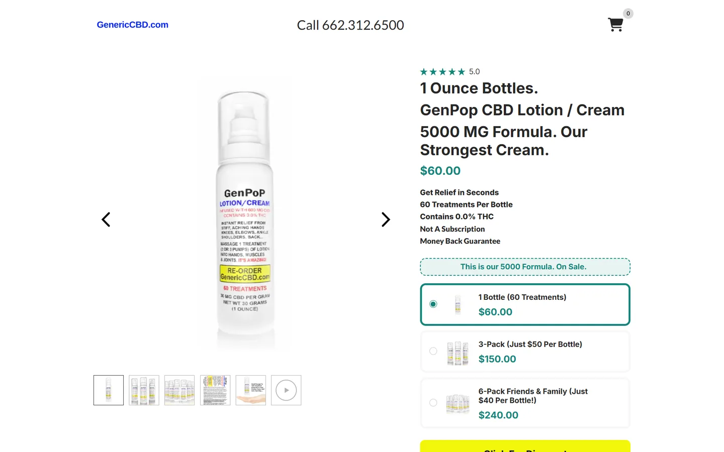 Generic CBD website, desktop view