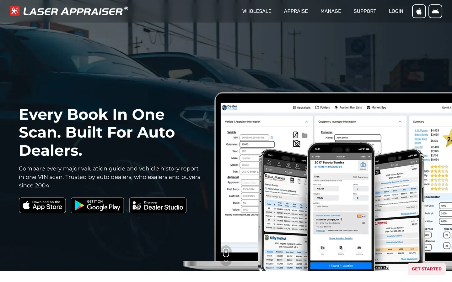 Laser Appraiser website, desktop view