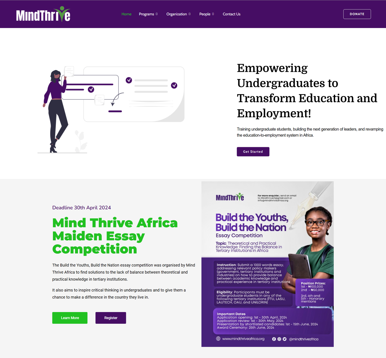 Mindthrive Africa Website Design
